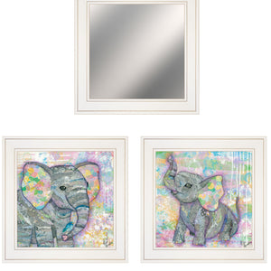 Set Of Three Elephant I And Ii 1 White Framed Print Wall Art