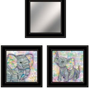 Set Of Three Elephant I And Ii 3 Black Framed Print Wall Art