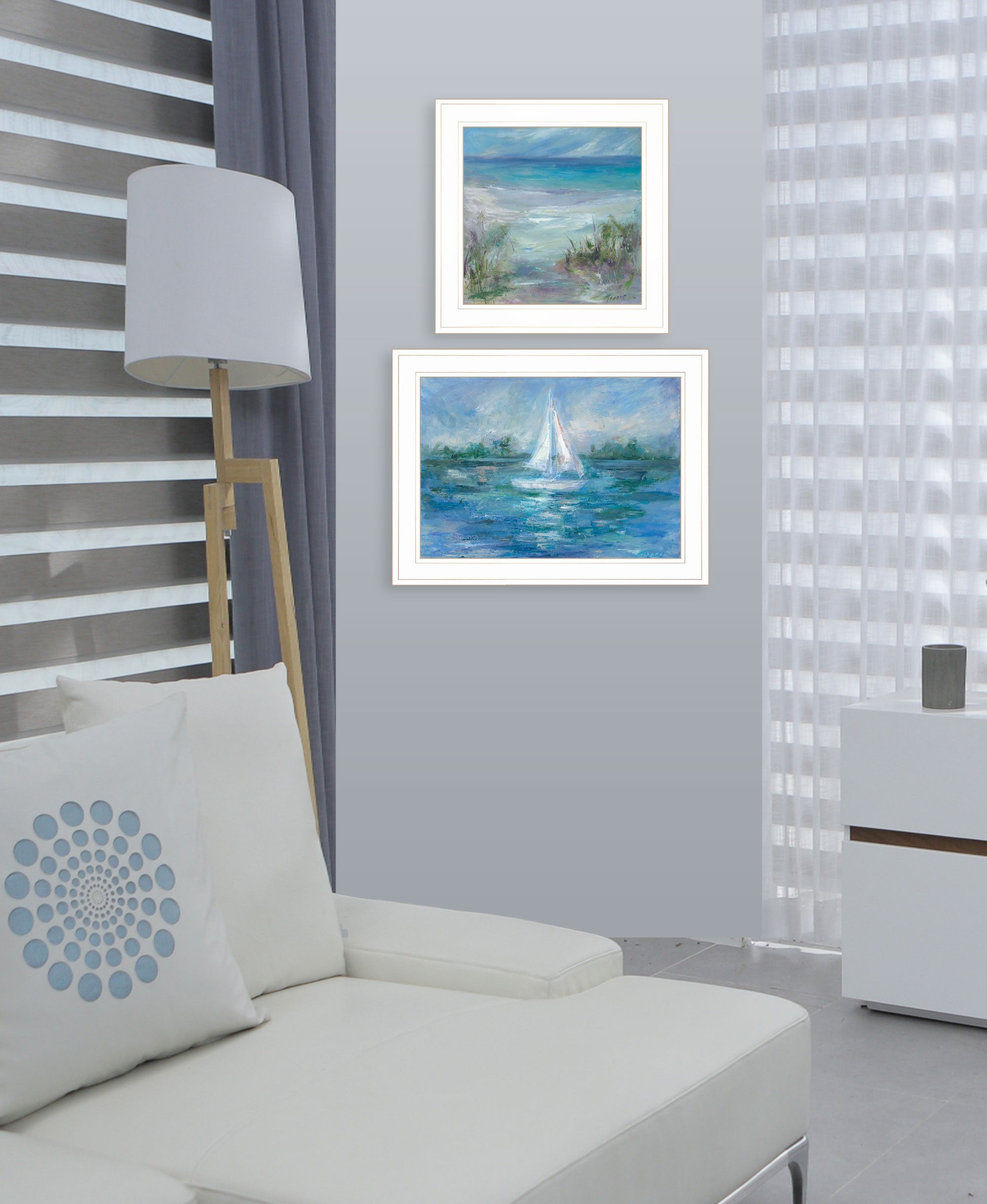 Set Of Two A Day In Life 1 White Framed Print Wall Art