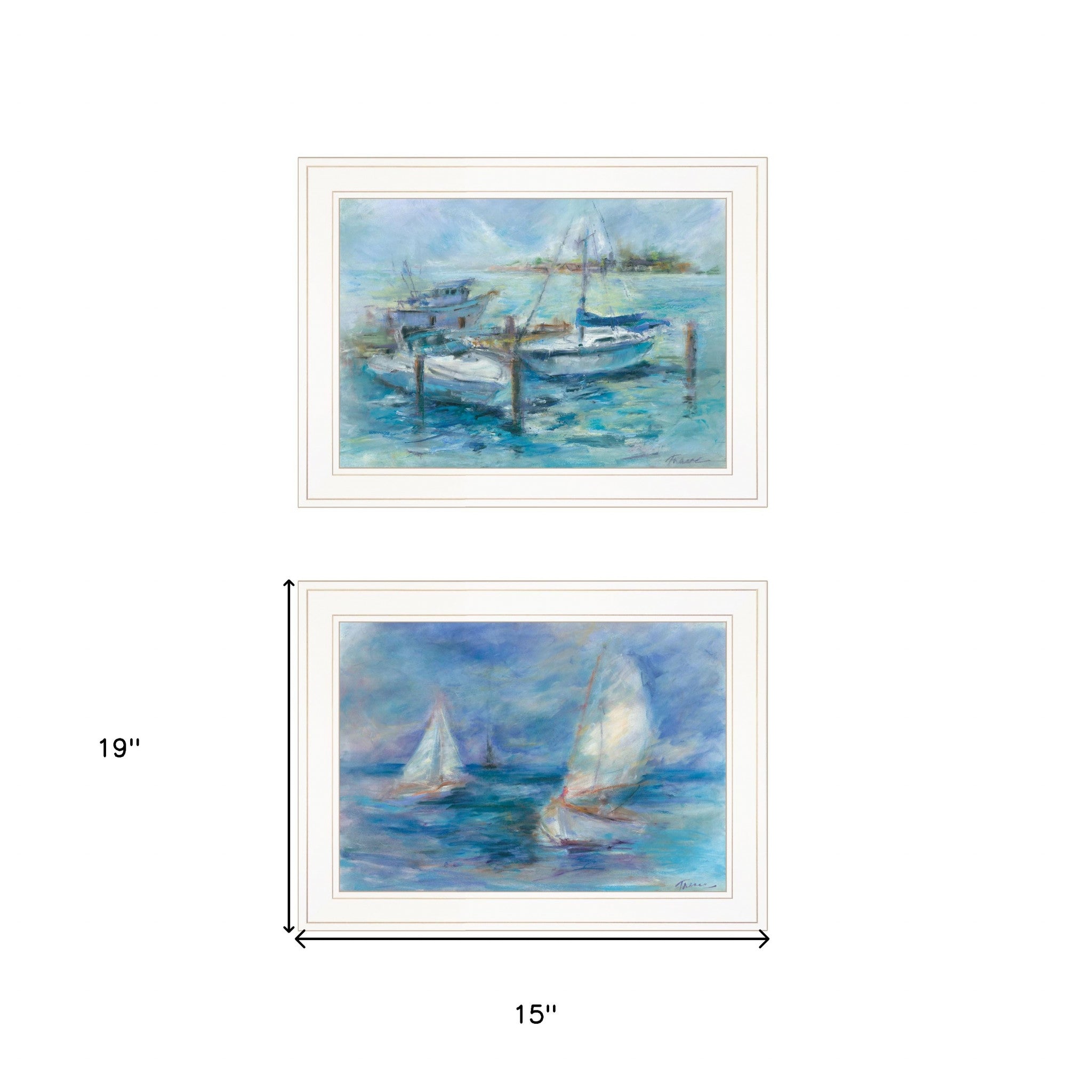 Set Of Two Dockside 1 White Framed Print Wall Art