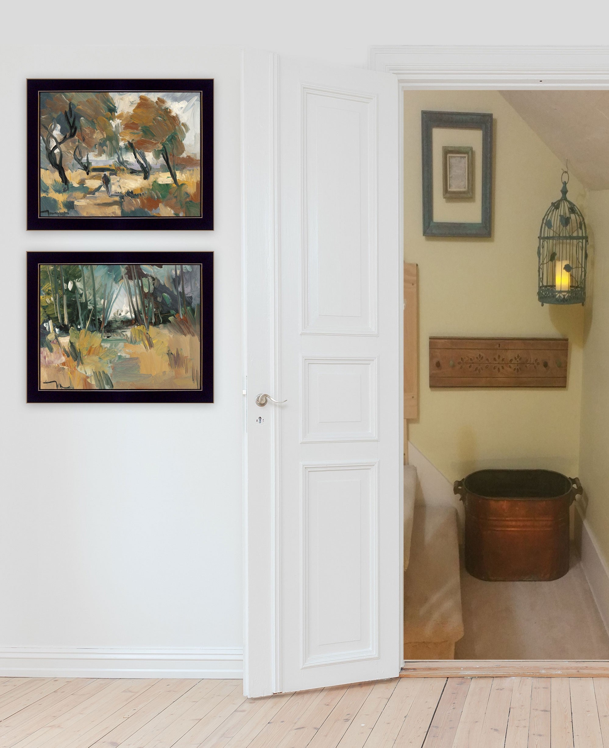 Set Of Two Early Walk 3 Black Framed Print Wall Art