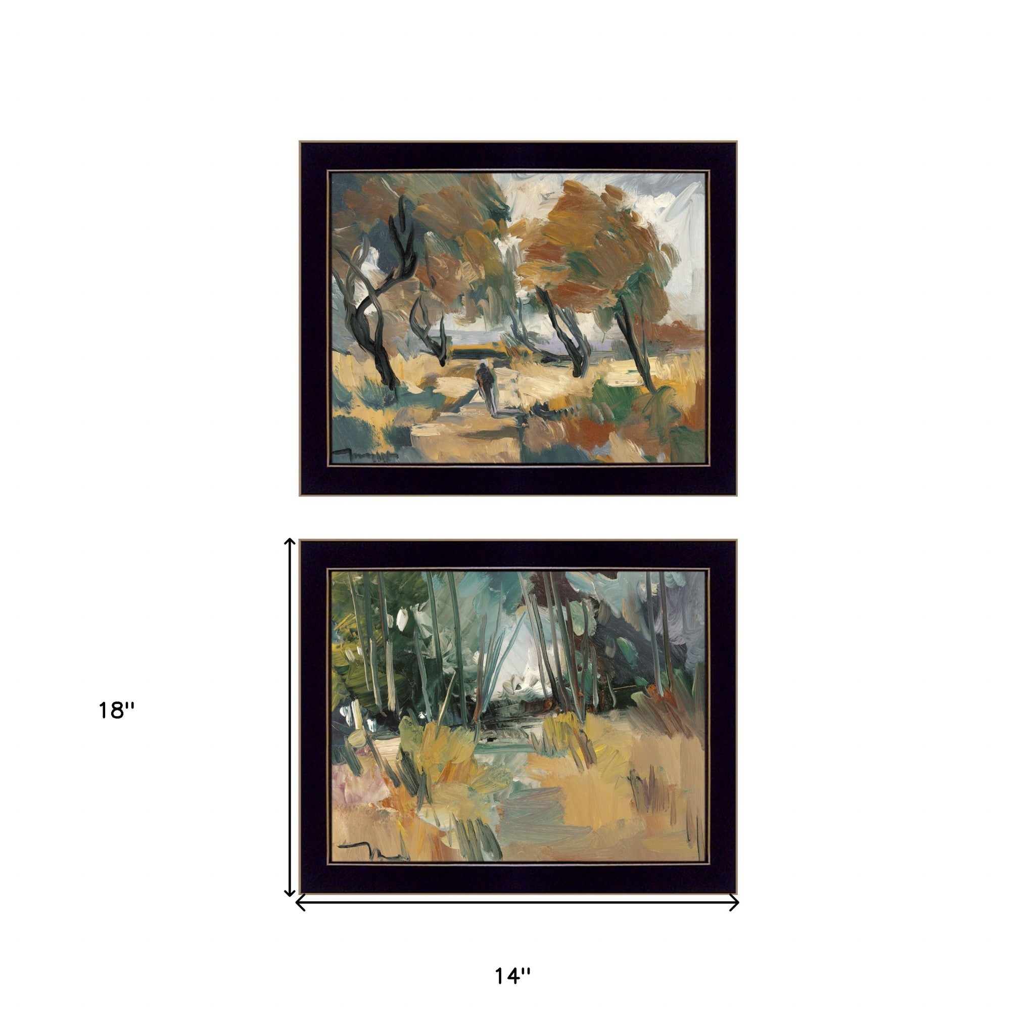Set Of Two Early Walk 3 Black Framed Print Wall Art