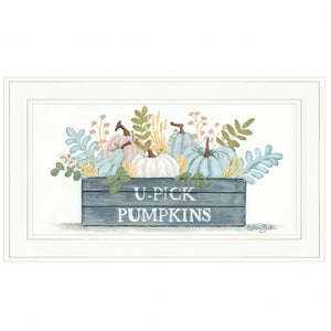 U-Pick Pumpkins White Framed Print Wall Art