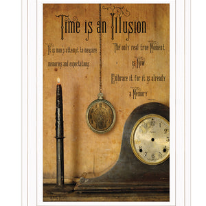Time Is An Illusion 1 White Framed Print Wall Art
