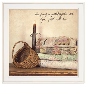Quilted Family Inspirational White Framed Print Wall Art