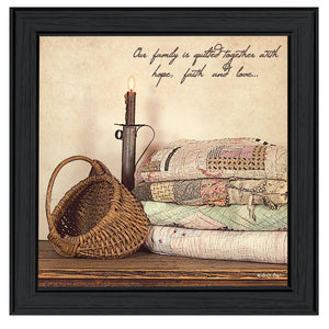 Quilted Family Inspriational Black Framed Print Wall Art