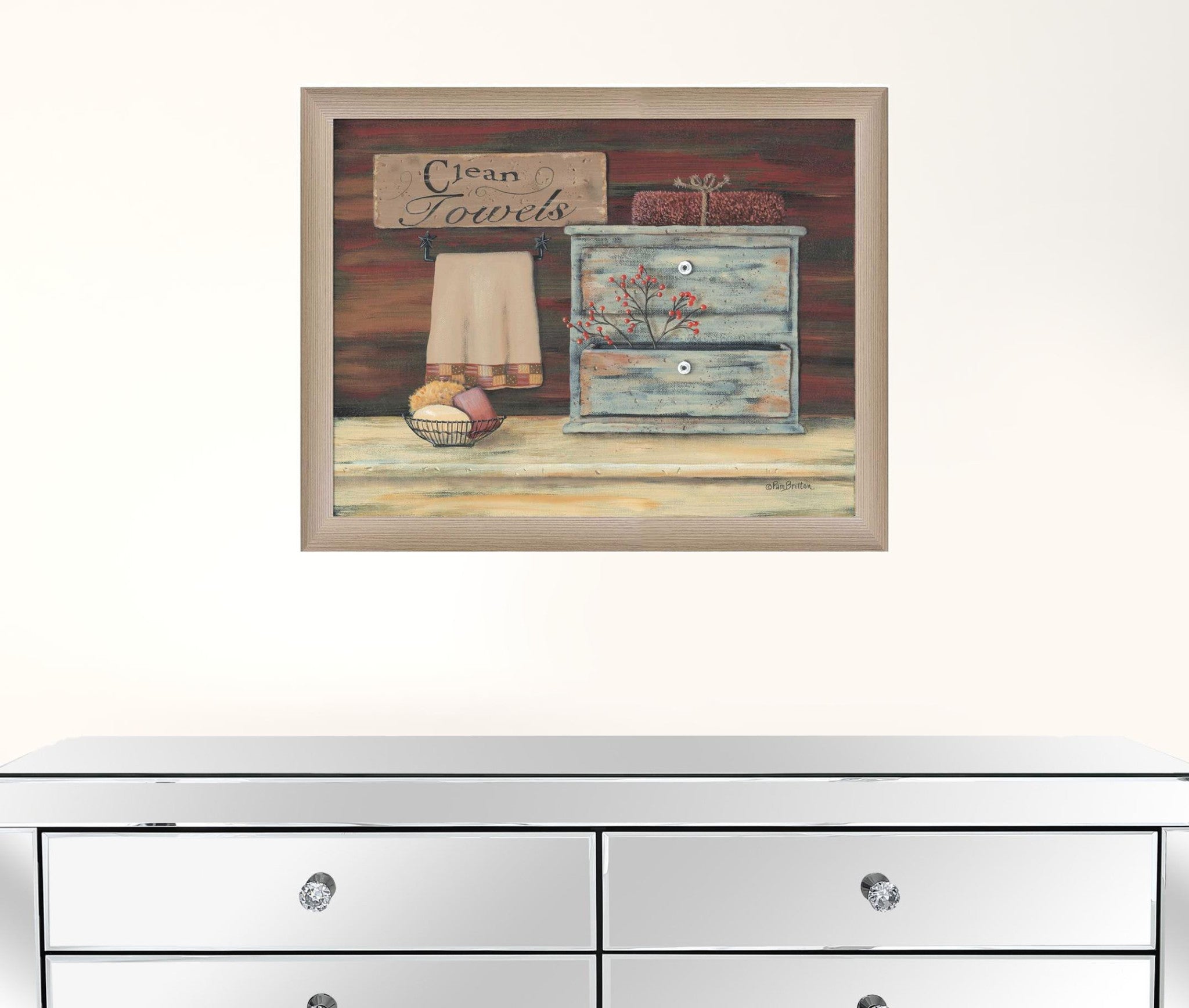 Clean Towels 4 Brown Framed Print Bathroom Wall Art