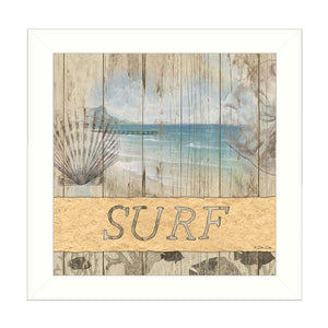 SURF White Framed Print Wall Art