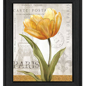 Golden Flower Black Framed Print Wall Art