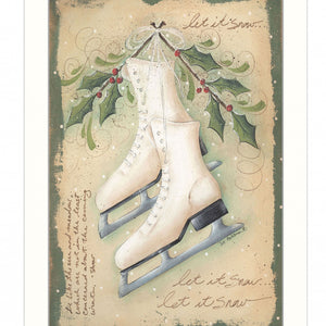 Vintage Ice Skates White Framed Print Wall Art