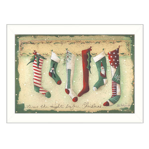 Stockings Were Hung White Framed Print Wall Art