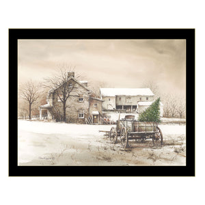 Bringing Home The Tree 3 Black Framed Print Wall Art