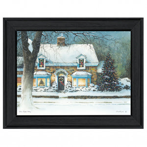 Snow Softly Falling 1 Black Framed Print Wall Art