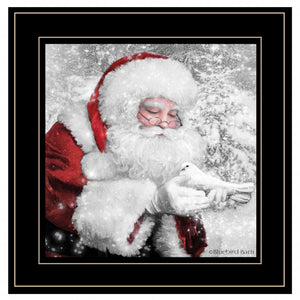 Santas Little Friends 5 Black Framed Print Wall Art