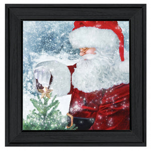 Santas Tree Star 2 Black Framed Print Wall Art