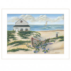 Beach Cottage II 1 White Framed Print Wall Art