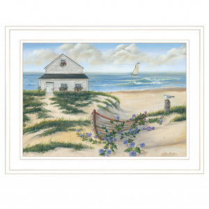 Beach Cottage II 2 White Framed Print Wall Art