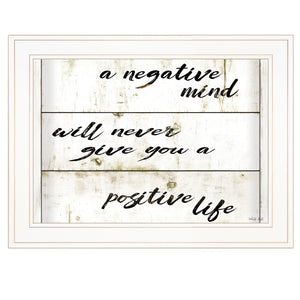 Positive Life 2 White Framed Print Wall Art