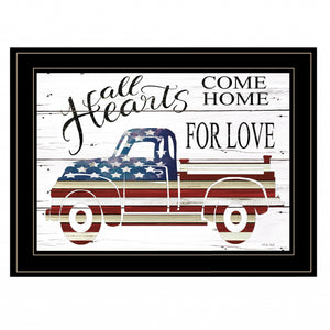 All Hearts Come Home For Love Truck 3 Black Framed Print Wall Art