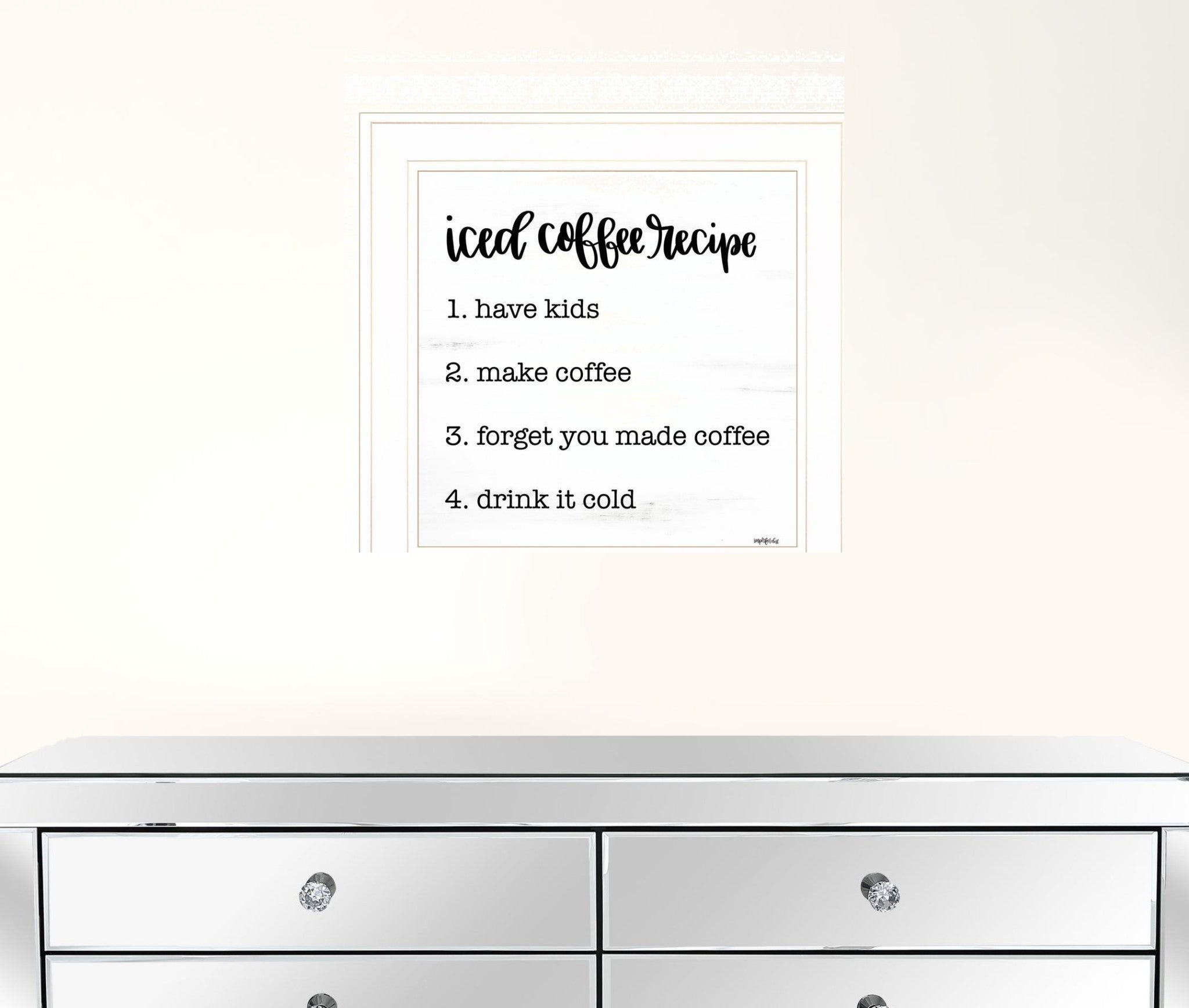 Iced Coffee Recipe 2 White Framed Print Wall Art