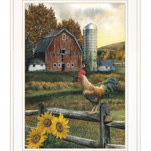 Early Rooster 2 White Framed Print Wall Art
