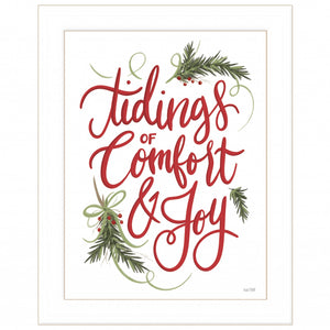Tidings Of Comfort & Joy 2 White Framed Print Wall Art