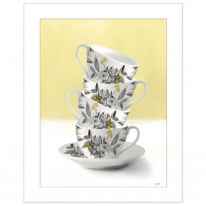 Time For Tea Yellow 1 White Framed Print Wall Art