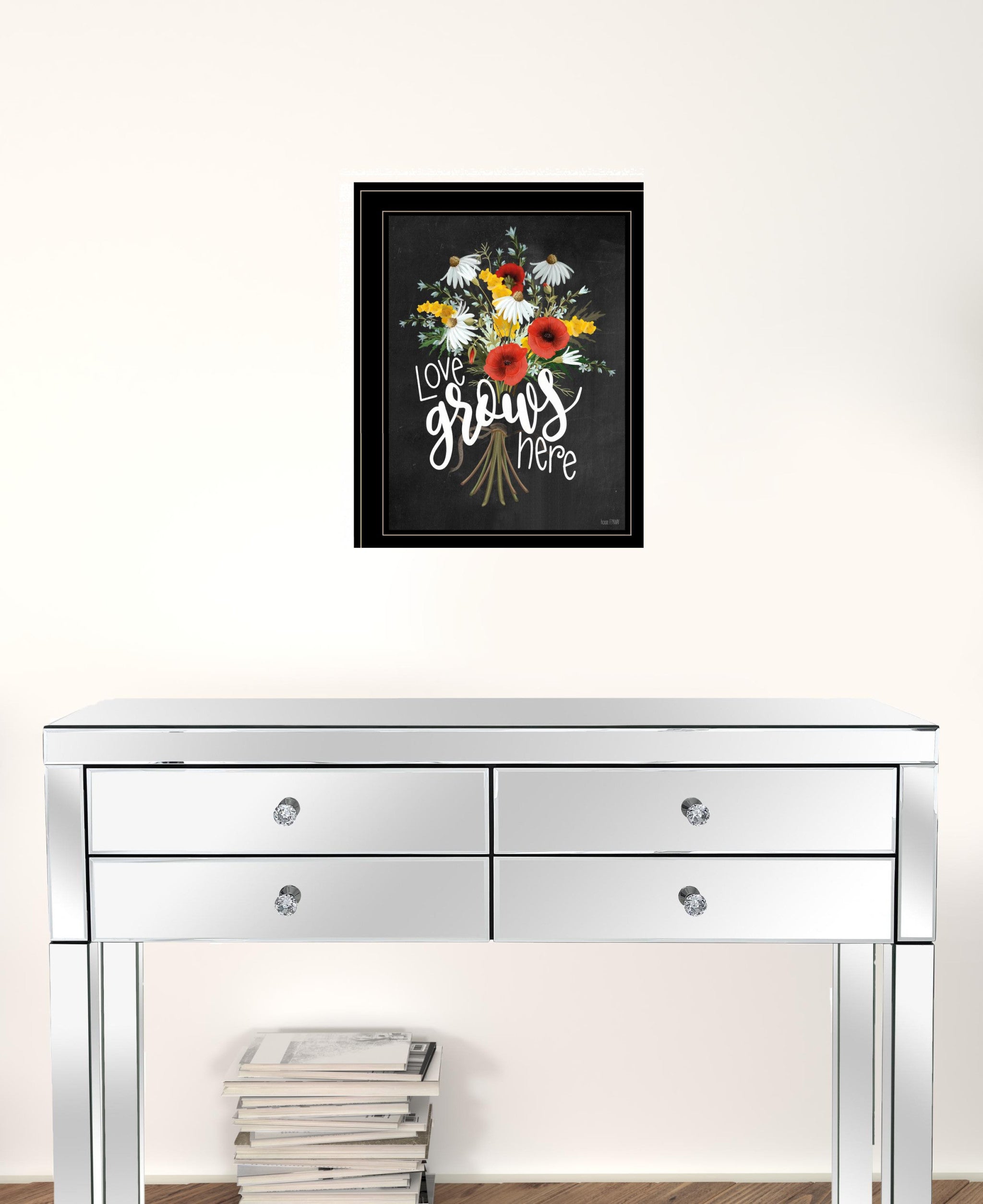 Love Grows Here 7 Black Framed Print Wall Art