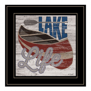 Lake Life Canoe 3 Black Framed Print Wall Art