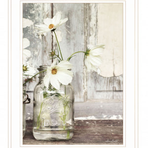 White Blossoms 1 White Framed Print Wall Art