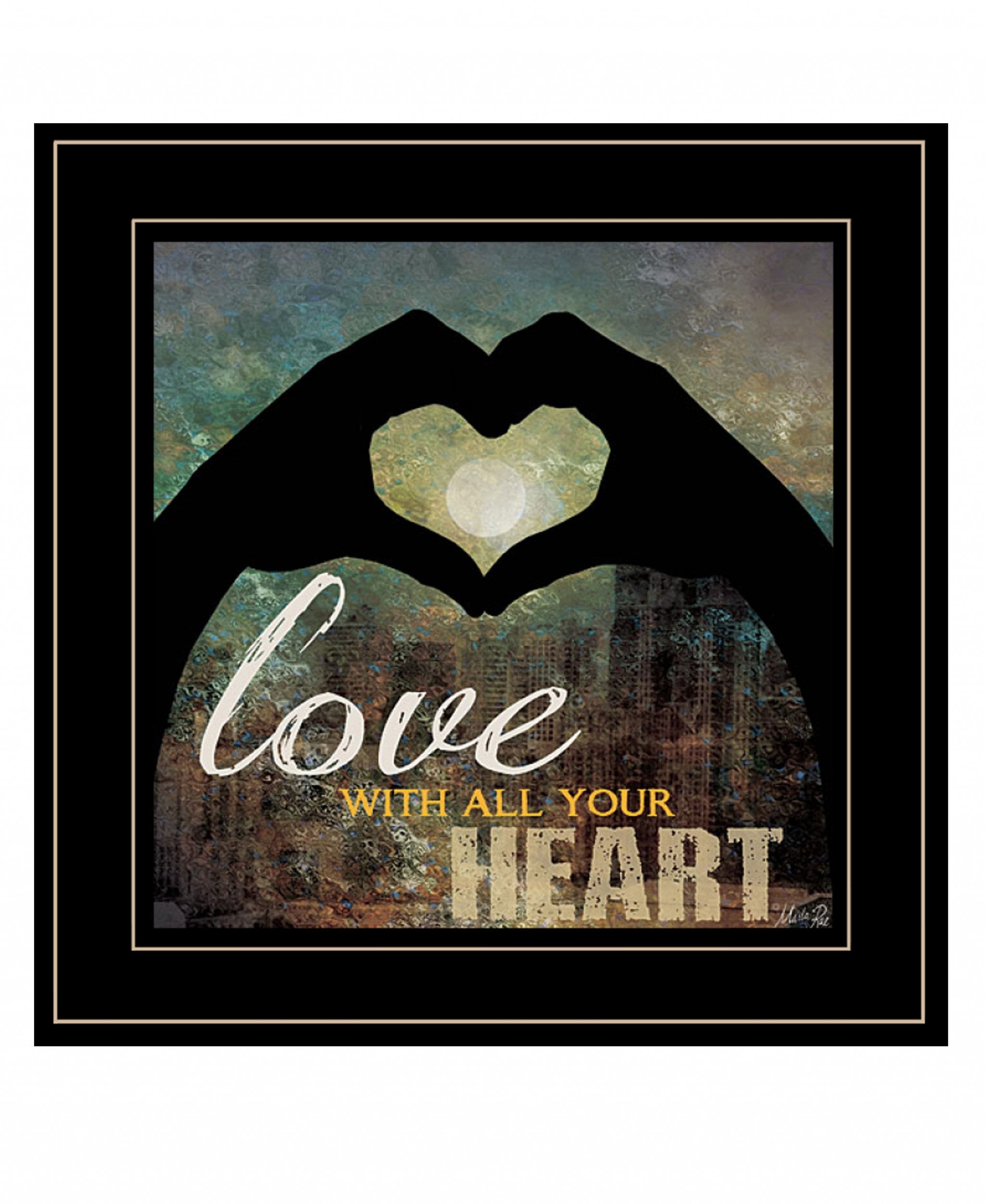 Love With All Your Heart 5 Black Framed Print Wall Art