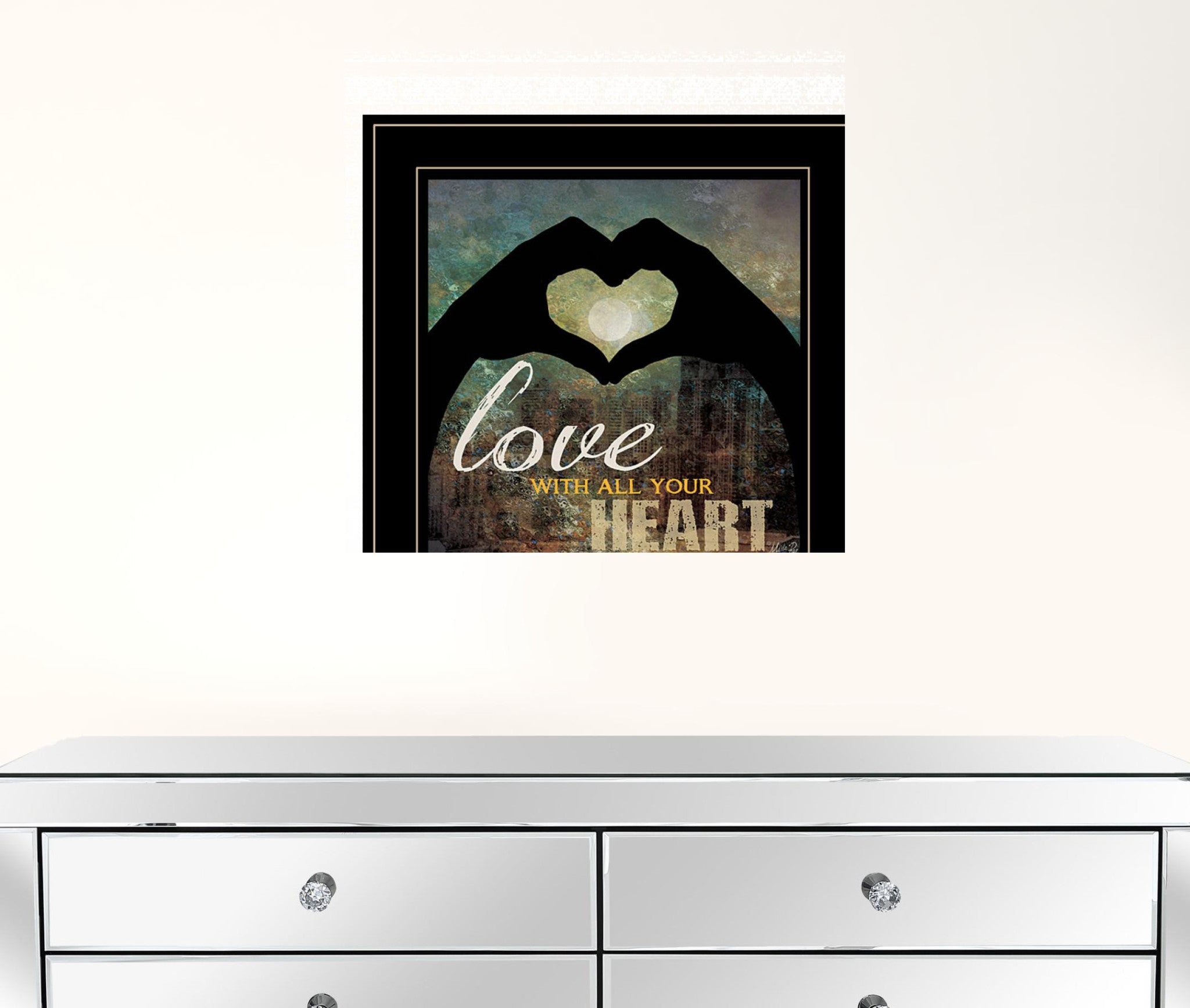 Love With All Your Heart 5 Black Framed Print Wall Art