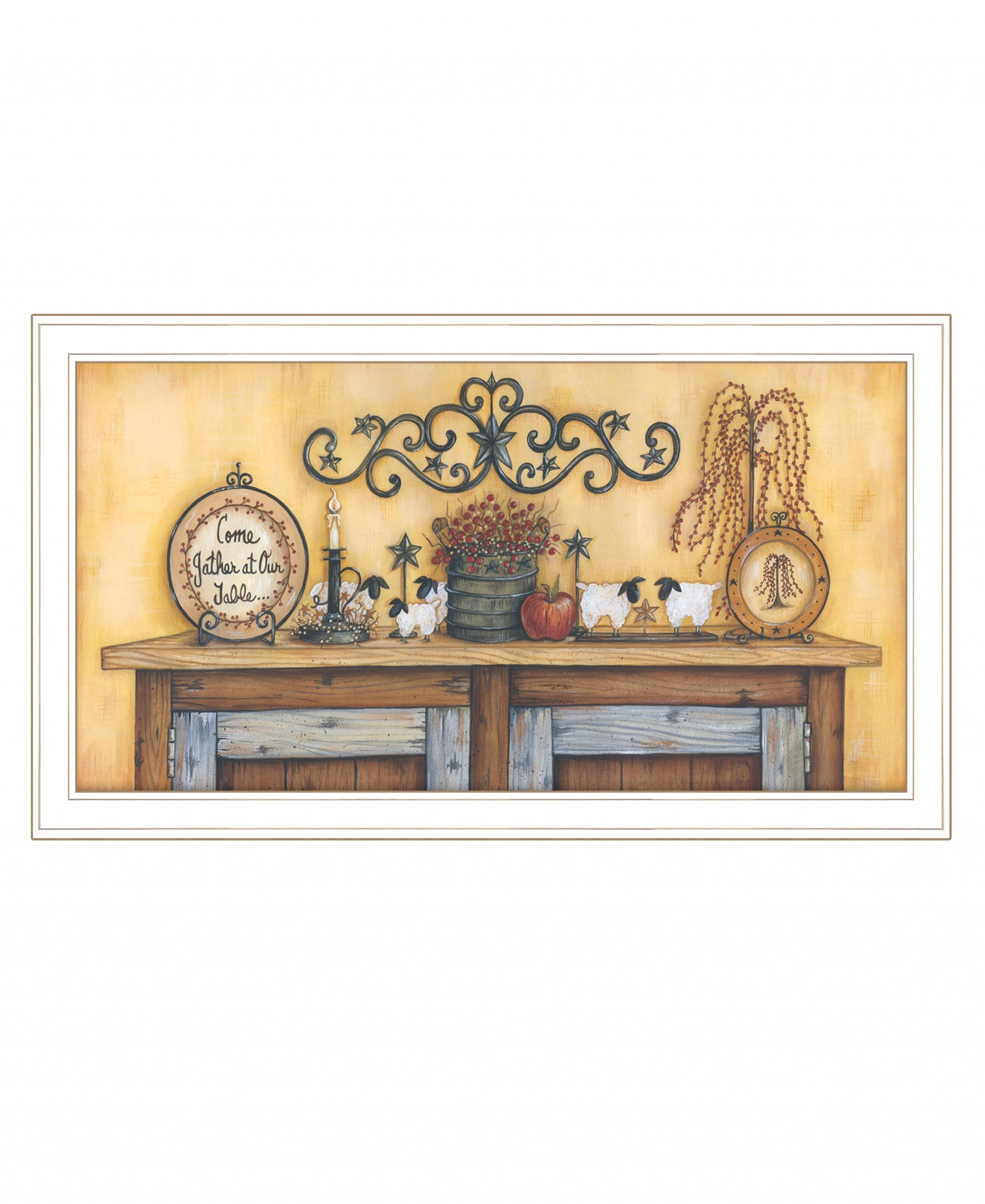 Come Gather At Our Table 3 White Framed Print Wall Art