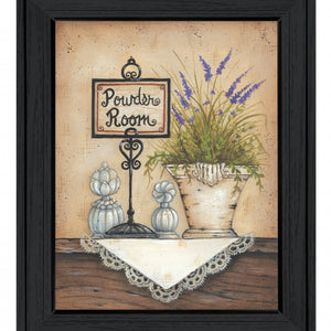 Powder Room 3 Pretty Floral Black Framed Print Bathroom Wall Art