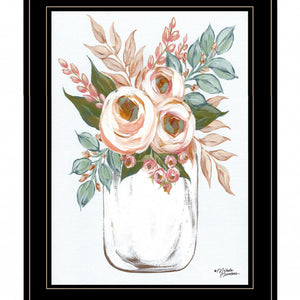 Floral Jar 2 Black Framed Print Wall Art