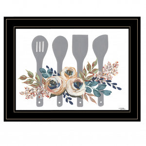Fall Floral Baking Utensils 2 Black Framed Print Wall Art