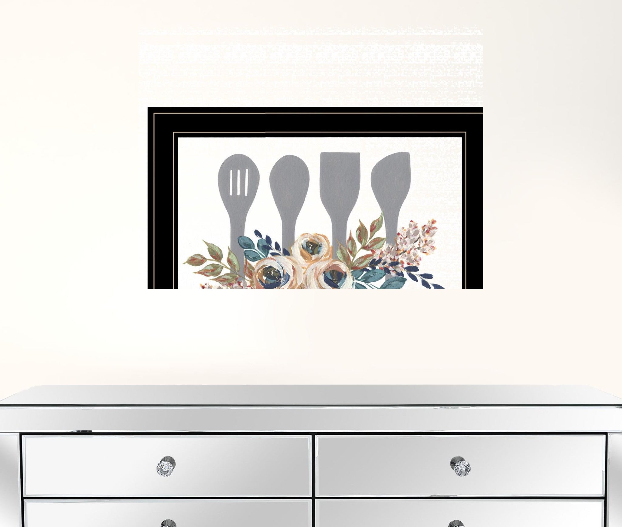 Fall Floral Baking Utensils 2 Black Framed Print Wall Art