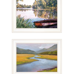 Set Of Two Serene Water 1 White Framed Print Wall Art