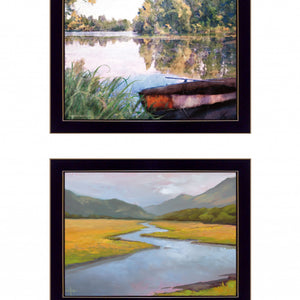 Set Of Two Serene Water 3 Black Framed Print Wall Art