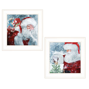 Set Of Two Santas Blessings 1 White Framed Print Wall Art