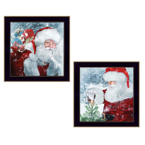 Set Of Two Santas Blessings 4 Black Framed Print Wall Art