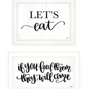 Set Of Two Lets Eat Or Feed Them 1 White Framed Print Wall Art