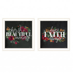 Set Of Two Cherish And Have Faith 3 White Framed Print Wall Art