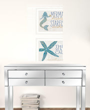 Set Of Two Mermaid Kisses Starfish Wishes 2 White Framed Print Wall Art