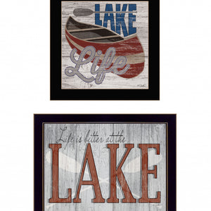 Set Of Two Lake Life Is Better 3 Black Framed Print Wall Art