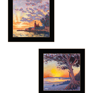 Set Of Two Carmel Beach And Lighthouse 4 Black Framed Print Wall Art