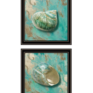 Set Of Two Azurica I And Sea II 1 Black Framed Print Wall Art
