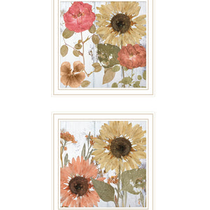Set Of Two Earth To Petals 2 White Framed Print Wall Art