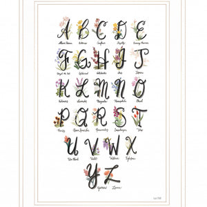 Flower Alphabet 1 White Framed Print Wall Art