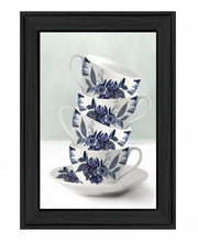 Tea Tower Blue 2 Black Framed Print Wall Art